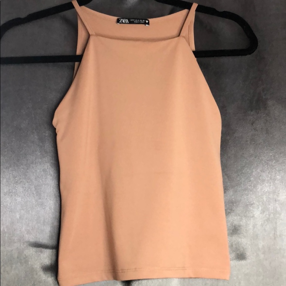 Satin nude tank top from Zara